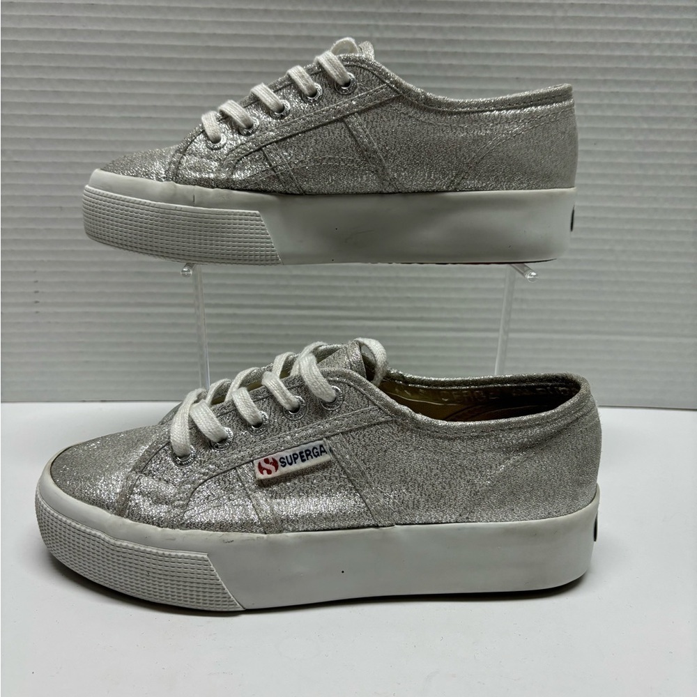 Superga classic silver platform sneakers